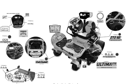 Label Map Diagram and Parts List for ZT2-50KW (17AIEAC2A10)(2023) Cub Cadet Lawn Tractor